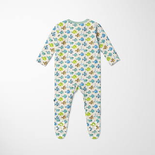 Bamboo Footie with 2-Way Zipper - Natural Fishies Footie Pajamas KicKee Pants Size: 0-3 Months