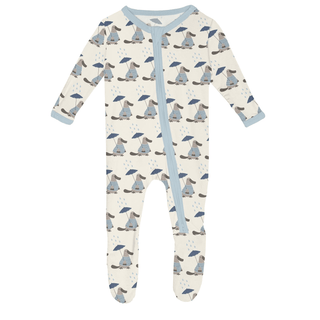 Bamboo Footie with 2-Way Zipper - Natural Rainy Day Platypus KicKee Pants Size: 0-3 Months