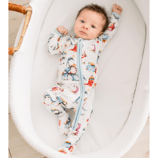 Bamboo Footie with 2-Way Zipper - Natural Silly Penguins KicKee Pants Size: 0-3 Months