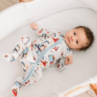 Bamboo Footie with 2-Way Zipper - Natural Silly Penguins KicKee Pants Size: 0-3 Months