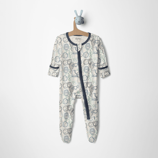 Bamboo Footie with 2-Way Zipper - Natural Sports Gear KicKee Pants Size: Newborn