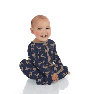 Bamboo Footie with 2-Way Zipper - Peacoat Elk KicKee Pants Size: 0-3 Months
