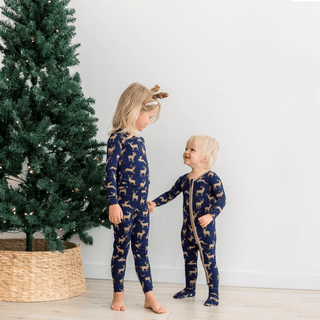 Bamboo Footie with 2-Way Zipper - Peacoat Elk KicKee Pants Size: 0-3 Months
