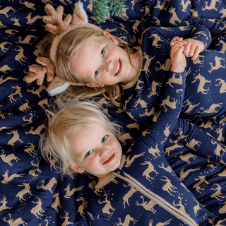 Bamboo Footie with 2-Way Zipper - Peacoat Elk KicKee Pants Size: 0-3 Months