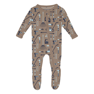 Bamboo Footie with 2-Way Zipper - Portabella Fall Tools KicKee Pants Size: Newborn