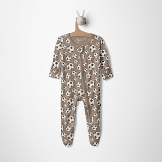 Bamboo Footie with 2-Way Zipper - Portabella Soccer KicKee Pants Size: Newborn