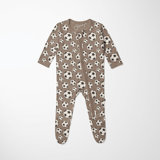 Bamboo Footie with 2-Way Zipper - Portabella Soccer KicKee Pants Size: Newborn