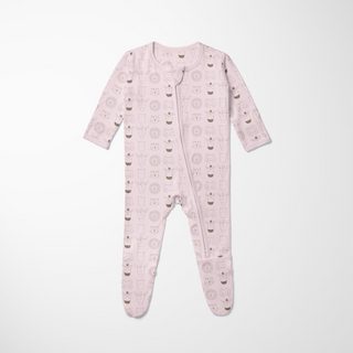 Bamboo Footie with 2-Way Zipper - Shrinking Violet Animals