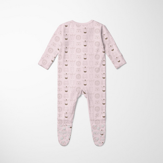 Bamboo Footie with 2-Way Zipper - Shrinking Violet Animals