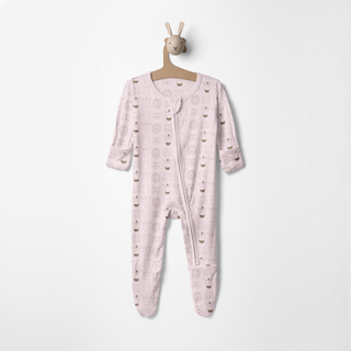 Bamboo Footie with 2-Way Zipper - Shrinking Violet Animals
