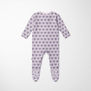 Bamboo Footie with 2-Way Zipper - Shrinking Violet Summer Flowers Footie Pajamas KicKee Pants Size: 0-3 Months