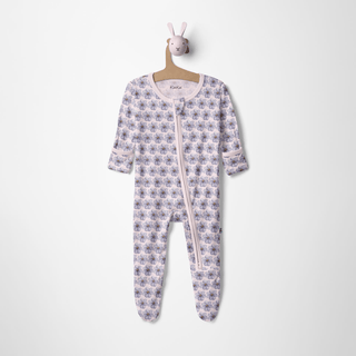 Bamboo Footie with 2-Way Zipper - Shrinking Violet Summer Flowers Footie Pajamas KicKee Pants Size: 0-3 Months