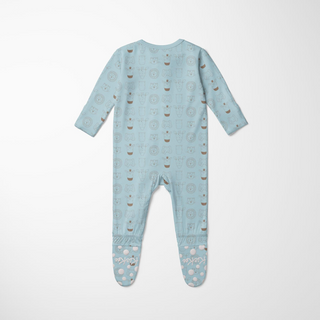Bamboo Footie with 2-Way Zipper - Spring Sky Animals