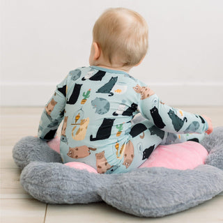 Bamboo Footie with 2-Way Zipper - Spring Sky House Cats KicKee Pants Size: Newborn