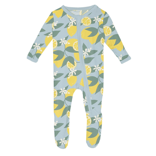 Bamboo Footie with 2-Way Zipper - Spring Sky Lemonade KicKee Pants Size: 0-3 Months