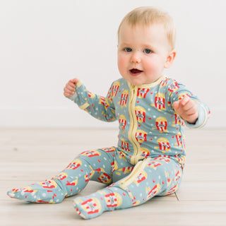 Bamboo Footie with 2-Way Zipper - Stormy Sea Movie Night KicKee Pants Size: Newborn