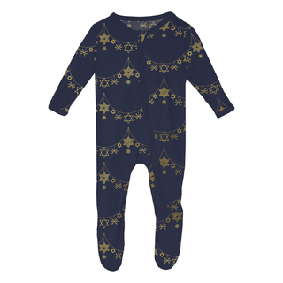 Bamboo Footie with 2-Way Zipper - Winter Garland KicKee Pants Size: 0-3 Months