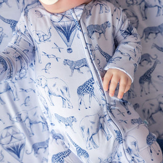 Bamboo Footie with 2-Way Zipper - Noah (Animals) Posh Peanut Size: Newborn
