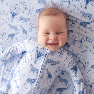 Bamboo Footie with 2-Way Zipper - Noah (Animals) Posh Peanut Size: Newborn