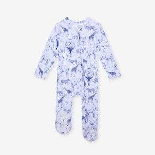Bamboo Footie with 2-Way Zipper - Noah (Animals) Posh Peanut Size: Newborn
