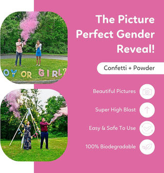 Gender Reveal Confetti & Powder Cannons Baby Riddle