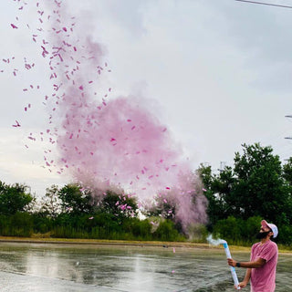 Gender Reveal Confetti & Powder Cannons Baby Riddle