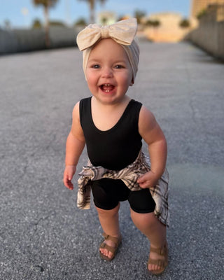 Gigi Bikeshort Romper - Black Bailey's Blossoms