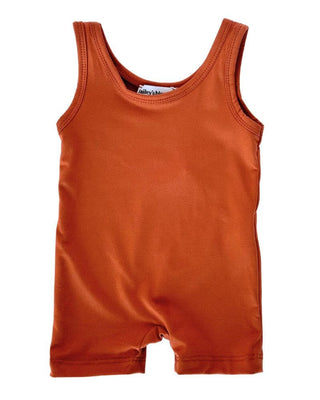 Gigi Bikeshort Romper - Rust Rompers Bailey's Blossoms Size: 0-3months