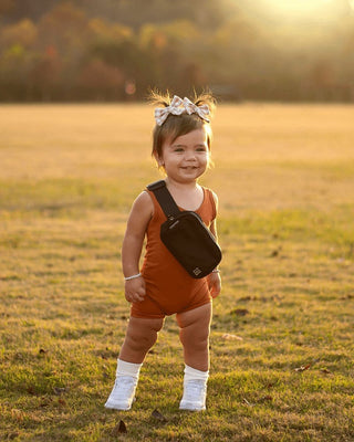 Gigi Bikeshort Romper - Rust Rompers Bailey's Blossoms Size: 0-3months
