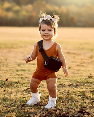 Gigi Bikeshort Romper - Rust Rompers Bailey's Blossoms Size: 0-3months