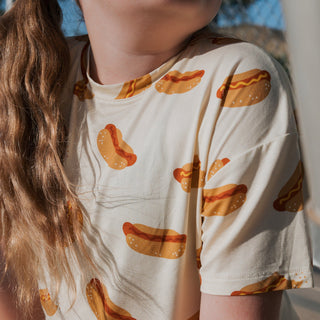 Girl's Bamboo Short Set | Hot Dogs forever french baby