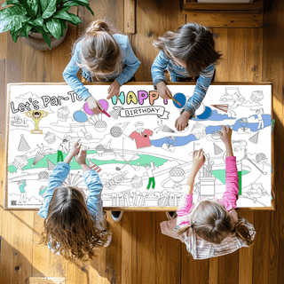 Golf Birthday Coloring Tablecloth Party Supplies Creative Crayons Workshop Style: Personalized