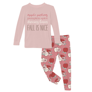 Bamboo Long Sleeve Graphic Tee Pajama Set - Desert Rose Apple Picking KicKee Pants Size: 2T