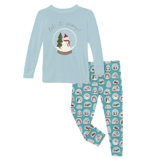 Bamboo Long Sleeve Graphic Tee Pajama Set - Glacier Snow Globes KicKee Pants Size: 2T