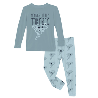 Bamboo Long Sleeve Graphic Tee Pajama Set - Spring Sky Happy TornadoKicKee PantsSize: 2T