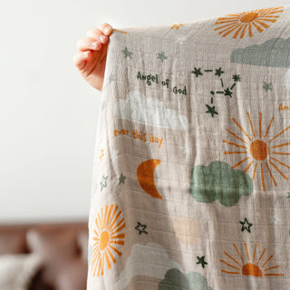 Guardian Angel Luxury Double Sided Muslin Blanket The Little Rose Shop