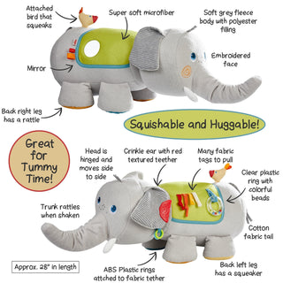 Elephant Discovery Pillow Baby Activity Toys Plush Baby HABA USA