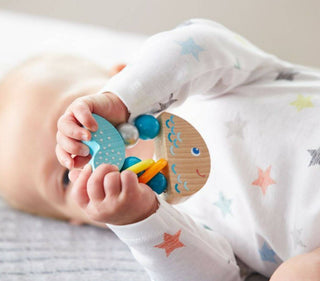 HABA USA Rattlefish Wooden Baby Rattle | Baby Riddle