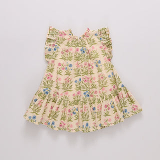 Cotton Harper Dress - Leafy Floral Pink Chicken Size: 2T