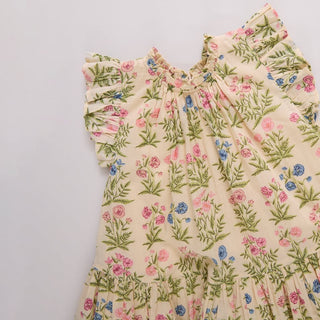 Cotton Harper Dress - Leafy Floral Pink Chicken Size: 2T