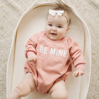 Be Mine Sweatshirt Romper Little Joy Co. Color: Dusty Pink Size: Newborn