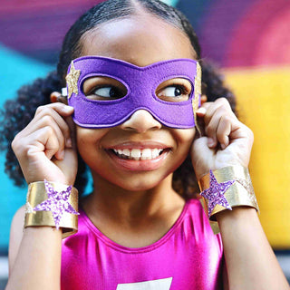 Bailey and Ava Superhero Mask and Cuff Set - Purple & Fuchsia | Baby Riddle