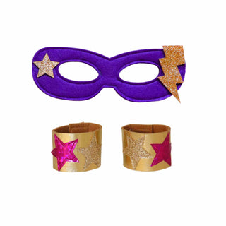 Bailey and Ava Superhero Mask and Cuff Set - Purple & Fuchsia | Baby Riddle