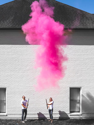 32" Push-Button Gender Reveal Popper – Assorted Pink & Blue Colors, Unique Confetti Powder Streamer Mix for Stunning Gender Reveal Ideas Party Supplies Baby Riddle Primary color: Pink Assortment Size & Contents: 12" Powder Only