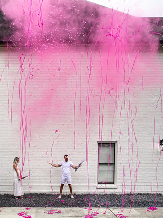 32" Push-Button Gender Reveal Popper – Assorted Pink & Blue Colors, Unique Confetti Powder Streamer Mix for Stunning Gender Reveal Ideas Party Supplies Baby Riddle Primary color: Pink Assortment Size & Contents: 12" Powder Only