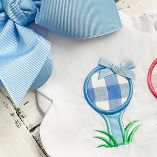 First Birthday Golf Bubble for Girls - Reversible Pink Gingham Skirted Bubble Outfit Baby One-Pieces Seven Lantern Lane Size: 12M