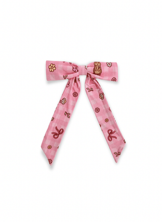 In My Jammers Bow Clip - Pink Gingham Bunny | Baby Riddle