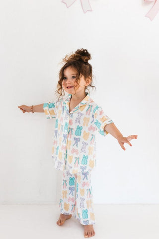 In My Jammers Button Up Flare Set - Easter Bows | Baby Riddle