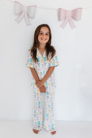 In My Jammers Button Up Flare Set - Easter Bows | Baby Riddle