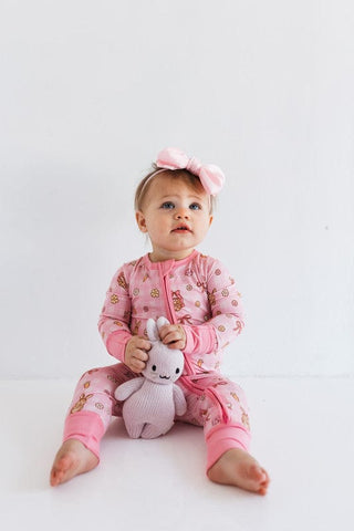 In My Jammers Convertible Footie Romper - Pink Gingham Bunny | Baby Riddle